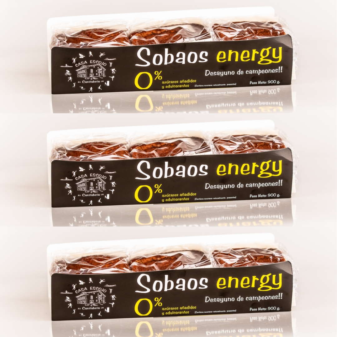 Pack de 3 sobaos Energy 900 g.